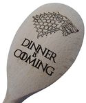 FastCraft GAME OF THRONES INSPIRED WOODEN BAKING SPOON NOVELTY WOOD KITCHEN COOKING BIRTHDAY PRESENT GIFT LASER ENGRAVED (Wooden Dinner Is Coming Spoon)