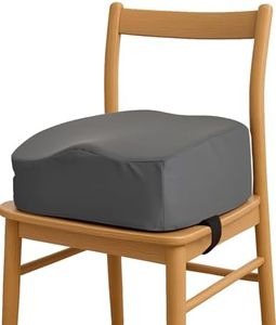 Babelio Ergo-Designed Booster Seat for Kitchen Chair, Promote Proper Upright Posture, Toddler Booster Seat for Dining Table, Suitable for 18 Months to 5 Years, Faux PU Leather Cover, Dark Grey