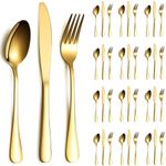 ReaNea Gold Cutlery Set 36 Pieces Service for 12, Stainless Steel Knives Spoon Forks Set for Wedding, Parties, Evens, Home, Gift for Thanksgiving, Christmas