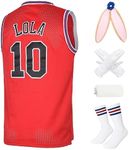 Lola Jersey #10 Cosplay Movie Jerseys for 90s Hip Hop Party Costume for Men/Women Basketball Jersey, Red, X-Small