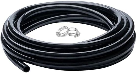 ZY-hosetube Black Vinyl Tubing 1/4” ID × 3/8” - 10 Feet Flexible Plastic PVC Tube Hybrid Hose Transfer Water Air Oil for Pond Fountain Garden Waterfall, Non-toxic and BPA free, with 2 Hose Clamps