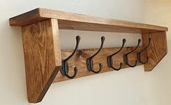 Coat rack with shelf Cast Iron Hooks Wall Mounted Rustic Vintage Wooden Farmhouse Style Traditional Hallway Storage Idea Christmas gift