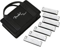 Fender Blues Deluxe Harmonica Set, 7-Pack, Chromed Metal Covers, Classic Bright Tone, Multiple Keys, Includes Case, Nickel