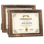 Artsay 8.5x11 Certificate Document Diploma Frame Rustic Distressed Picture Frames 8.5 x 11 Set, Wall Hanging and Tabletop, 2 Pack, Brown