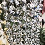 Crystal Chandelier Beads Beebel 19.7Ft Clear Glass Crystal Beads Lamp Chain Garland for Chandelier Prism Octagon Beads Chain for Wedding Home and DIY Craft Jewelry Decoration