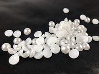 D'Lush Designs 8mm White Half Cut Round Moti Faux Pearls Flat Back Cabochons Pearls for Crafts and Decoration (500)