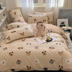 BlueBlue Dog Duvet Cover Set Queen 100% Cotton Bedding for Kids Boys Girls Teens Cartoon Puppy Pet Polka Dot on Brown 1 Cute Animal Full Comforter Cover 2 Pillow Shams, Queen