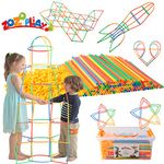 ZoZoplay Straw Constructor STEM Building Toys 400 Piece Straws and Connectors Building Sets Colorful Motor Skills Interlocking Plastic Engineering Toys Best Educational Toys Gift for Boys & Girls