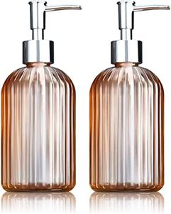 2PC Glass Jar Soap Dispenser - 14oz Liquid Soap Dispenser, Refillable Liquid Bottle Dispenser, Premium Dispenser for Bathroom, Ideal for Kitchen Dish Soap, Soap, Shampoo Lotion Bottle (Orange)