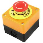 uxcell Red Sign Mushroom Emergency Stop Push Button Switch Station 1 NO 1 NC