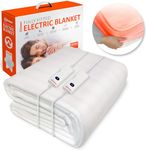 Wärmer Electric Blanket Double Size - Dual Control, Fully Fitted Mattress Cover with Elasticated Skirt, 3 Heat Settings, 2 X Detachable Controllers - 193 X 137cm Double