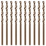 Rennie Tools - Box of 10 x 3mm HSS Gold Cobalt Jobber Drill Bit Set For Stainless Steel, Hard Metals, Aluminium, Cast Iron, Copper. Twist Drill Bit Sets Supplied In A Box. 3mm Drill Bit Set