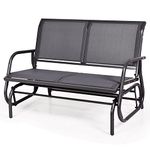 COSTWAY 2-Person Outdoor Glider Bench, Patio Double Swing Gliding Chair Loveseat, Steel Frame Fabric Garden Relax Rocking Chair for Balcony, Porch, Backyard and Poolside (Grey)