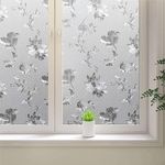 SUNBIRD Window Privacy Film Frosted Glass Window Film Sun Blocking Window Tinting Film for Home, Clings Removable Frosting Bathroom Door (24 x 78 Inch, Tulip Flower)