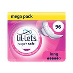 Lil-Lets Super Soft Ultra Thin Period Pads X 96 | Long Absorbency | With Wings | 8 Packs of 12 Pads - Bulk Pack | Medium to Heavy Period Flow