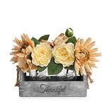 Mason Jar Décor – Antique Lucency Farmhouse Centerpieces for Dining Room Table – Homemade Large Decorative Mason Jars with Wooden Holder and Flowers – Shabby Chic Décor for Home, Cafés, Restaurant