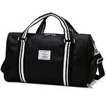 Lebouri Gym Duffle Sports Bag – Water-Resistant Weekender Carry On Overnight Bag with Shoe Compartment for Travel - Large Capacity Lightweight Workout Duffel Bag for Women Men, Black