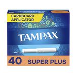 Tampax Cardboard Applicator Tampons, Super Plus Absorbency, Unscented, 40 Count