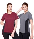 White Moon Women's Dry Fit Gym & Workout T-Shirt Pack (2) | Soft, Stretchy, Breathable Activewear Tops | Half Sleeve Round Neck | Perfect for Women's Fitness Routine