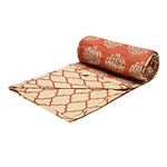 Trance Home Linen 150 GSM Pure Cotton Reversible Dohar Double Bed Size | AC Blanket Comforter | Soft Light-Weight Bed Blanket (84 x 88 inch, Damask Cley Red, Pack of 1) Festive Gifting