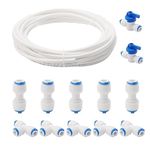 Unxuey 10 M Water Supply Pipe Tube Connector Kit, 1/4" PE Tubing Hose Pipe for RO Water Filter System Fridge with Tube Fittings(I +T+ Ball Valve Type)