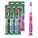 Gum Monsterz Kids' Toothbrush, Ultra Soft, Suction Base, Ages 5+, Colour Varies, Pack of 6 Single toothbrushes, 902A