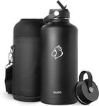 Stainless Steel Water Bottle 2.5L, BUZIO Vacuum Insulated Water Bottle with Straw Lid and Flex Cap Cold for 48 Hrs, Hot for 24 Hrs Double Wall Wide Mouth BPA Free Leak Proof, Black