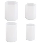 4 Pcs Pillar Silicone Candle Molds Set, Making Wax Mold, Candles Casting Moulds, Silikonform Cylinder and Hexagonal for Candle Making DIY 3D Aromatherapy