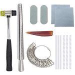 NIUPIKA Ring Sizer Mandrel Set Jewellery Making Tools Including Jeweler's Rubber Hammer,Finger Sizer Gauge UK Size A-Z,Ring Mandrel,Polishing Cloth,Agate Burnisher