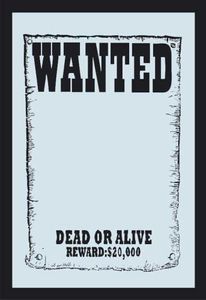 Empire 538079 Miroir imprimé Wanted avec Cadre en Plastique façon Bois 20 x 30 cm