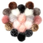 20 Pcs Faux Fur Pom Poms for Hats - 4 Inch Fluffy Pom Poms with Elastic Loop for DIY Crafts, Removable Knitting Accessories for Shoes Scarves Gloves Bags (10 Color-Dark)