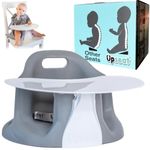 Upseat Baby Floor Seat Booster Chair for Sitting Up with Removable Tray for Meals and Playtime, Developed with Physiotherapists for Safe and Healthy Hip Development and Posture (Grey)