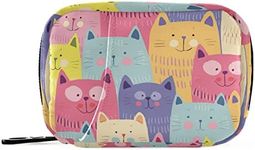 Naanle Colorful Cat Pill Box 7 Day Pill Case Travel Pill Organizer Bag with Zipper Portable Weekly Case Compact Size for Vitamin Supplement Holder