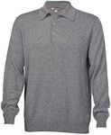Cashmere Boutique 100% Pure Cashmere Polo Pullover Sweater for Men – Polo Neck, Long Sleeve, Button Up, Classic Style, Lightweight, Soft and Warm Sweater - Medium Gray, Medium