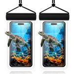 Newthinking Waterproof Phone Pouch, 2 Pack IPX8 Universal Waterproof Phone Case Bags for Swimming, Underwater Phone Dry Bags for iPhone 15 14 13 12 Galaxy and Other Phones up to 7.2" Black