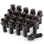 GAsupply 20pcs M14x1.5 Tapered Seat Alloy Wheel Lug Bolts with 28mm Thread, Compatible with Most Dacia, BMW, Smart, AFTERMARKET Bolts (Black)