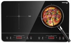 GASLAND Portable Induction Cooktop 2 Burners, 1800W Double Induction Cooktop with 10 Temperature 7 Power Settings, Dual Induction Cooker with Sensor Touch Control, Child Safety Lock & Timer