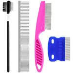 GUBCUB Pets Grooming Comb Kit for Small Dogs Puppies For Tear Stain Remover, 2-in-1 with Round Teeth to Remove Knots Crust Mucus