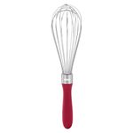 U-Taste Kitchen Wire Whisk for Baking: 18/10 Stainless Steel Metal Balloon Egg Beater, 11in Heavy-Duty Manual Mixing Tool with Flex Wires for Cooking, Stirring, Blending Sauce (Red)