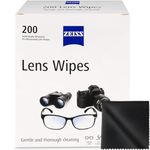 Zeiss Lens Wipes and Cleaning Cloth Pack - Pre-Moistened Individually Wrapped Alcohol Wipes for Coated Glass on Glasses Binoculars, Sunglasses, Camera Lenses, Scopes - 200 Count Wipes & Cleaning Cloth