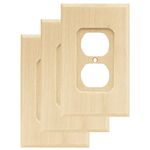 Franklin Brass Wood Square Wall Plate, Unfinished Wood Single Duplex Outlet Cover, 3-Pack, W10397V-UN-C