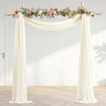 30" x 20Ft Wedding Arch Draping Fabric, 1 Panel Ivory Sheer Curtain Drapes Extra Wide & Long Backdrop Curtains for Wedding Arch Ceremony Birthday Party Decorations