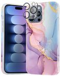 luolnh Gold Glitter Sparkle Case Compatible with iPhone 15 Pro Max Case Marble Design Shockproof Slim Soft Silicone Bumper Cover Phone Case for iPhone 15 Pro Max 6.7"(Pink&Purple)