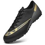 Topwolve Football Boots Men's Astro Turf Trainers Outdoor Football Shoes Professional Athletics Sneakers Teens Training Soccer Shoes,Black,9 UK