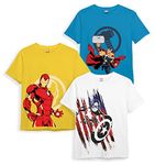 minicult Marvel's Avenger Regular Fit Character Printed Tshirt for Boys and Girls (Avengers)(white1)(Pack of 3 Tshirts)(5-6 Years)