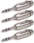 GLS Audio XLR Female to 1/4" Male TRS Adapter Gender Changer - XLR-F to 6.3mm Stereo Coupler Adapters - 4 PACK