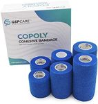 Cohesive Bandage of GSPCARE Mix Size, Super Elastic Bandages Can be Used for Vet Wrap, Sports Bandage for Human Wrist,Ankle,Knee. 2 Rolls 5cmX4.5m,2 Rolls 7.5cmX4.5m,2 Rolls 10cmX4.5m (Blue)