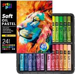 Arts Pal Soft Oil Pastels Set, 24 Vibrant Colors, Oil Pastel Crayons for Artists, Beginners, Teachers, Students, Great Blending and Layering for Art Supplies, Art Painting, Drawing (10 x 70 mm)