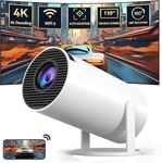 UCMDA Mini Projector Portable 4K - Video Projector Smart 200 ANSI with WiFi 6, BT 5.0, 130 Power Supply, Video Projector 180 Degree Reverse Outdoor Movie Projector, Automatic Keystone
