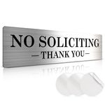 ASSURED SIGNS No Soliciting Sign for Home - Brushed Silver - 2.2" X 8.25" Acrylic – No Soliciting Signs for Front Door or Wall - Includes Adhesive Stickers for Easy Application - Perfect No Solicitation Signs to Stop Junk Mail and Flyers